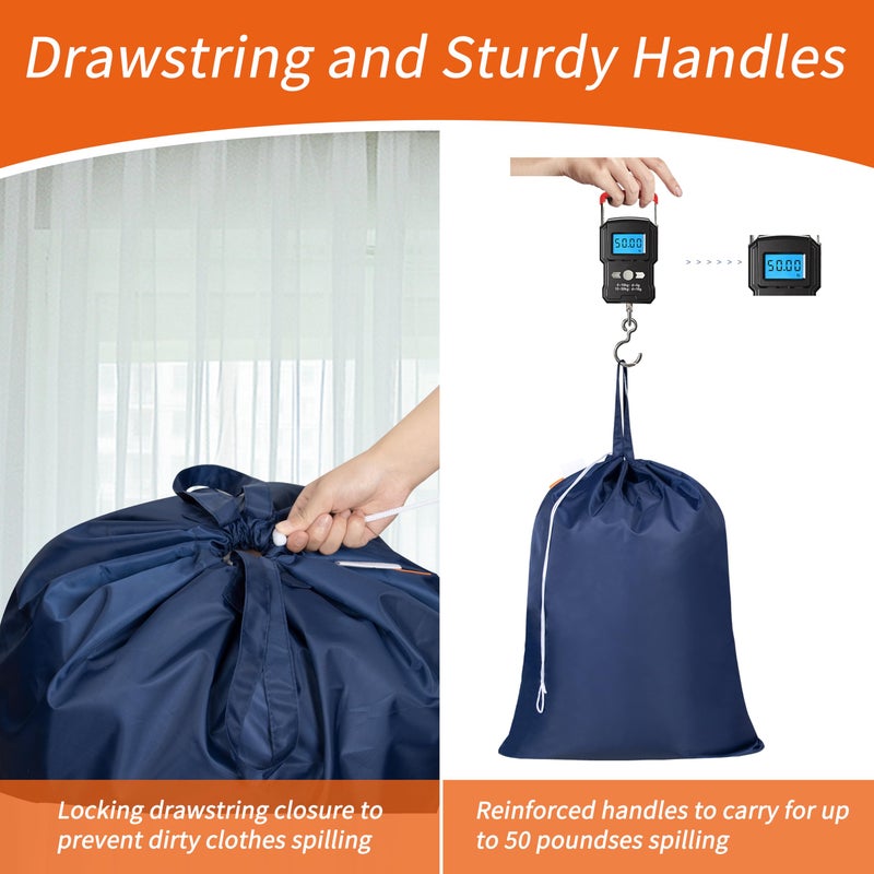 Polecasa Extra Heavy Duty Large Laundry Bag with Sturdy Handles and Drawstring Closure, 28 x 36 inches Durable Storage Bags for Basket, Hamper, College, Dorm, Travel, Navy - Image 5